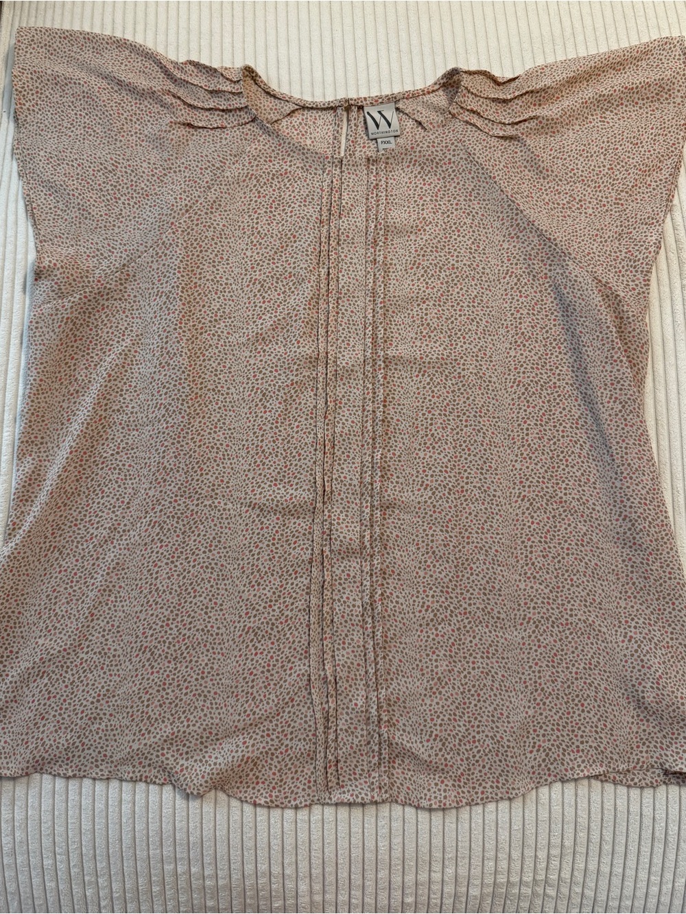 Worthington Pink Petite Floral Pintuck Blouse
